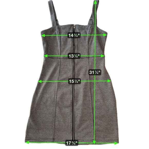 Forever 21 Houndstooth Zip-Front Mini Dress Size M Corporate Siren Collegiate - Picture 12 of 16